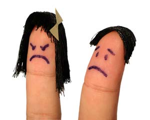 finger puppet of man and woman