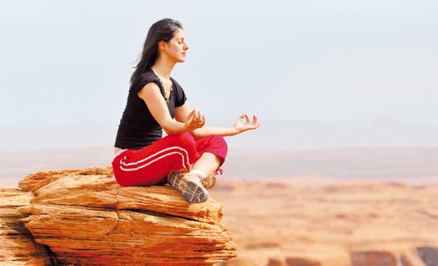 Woman doing pranayama