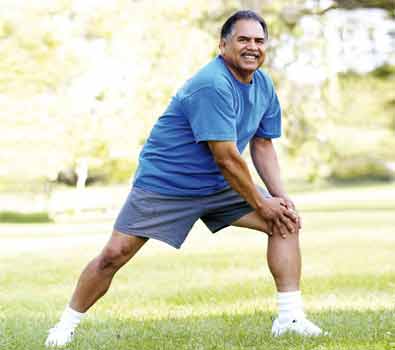 Man in forties exercising
