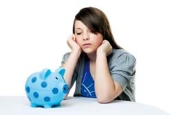 woman focussing on money