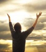 man thanks the sky