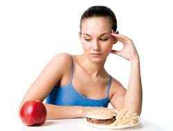 Choosing between an apple and a burger