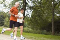old couple running