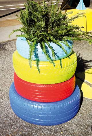 Plants in the rubber tyres