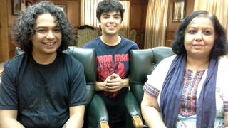 Ritu Lalit with her sons Ishaan and Kartik