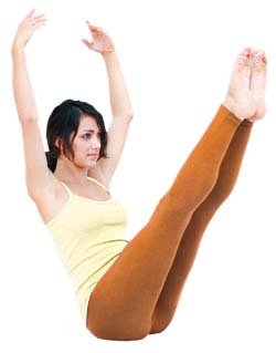 woman doing yoga in leotards
