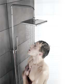 man taking a shower