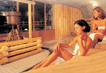 Two women at sauna