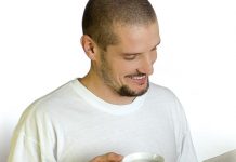 Man having tea and breakfast