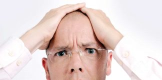 Good mistakes Man hodling his head