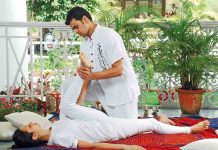 Therapist doing Thai Yoga Massage
