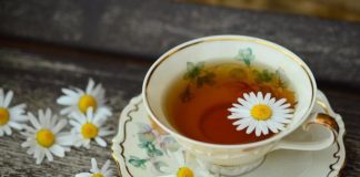 chamomile tea in a cup