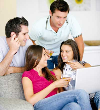 Men and women having a great time chatting with each other