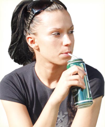 Woman having cola