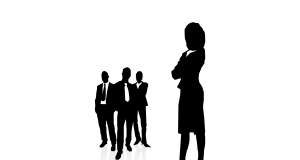 Corporate woman leading a group
