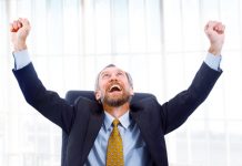 Man happy at workplace