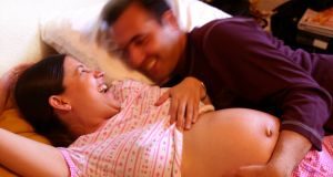 Pregnant lady with family