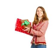 Teen with christmas present