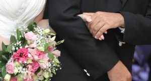 Husband and wife - married with flowers