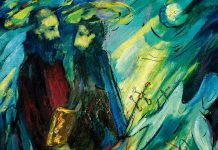 Painting of a master with his disciple; holiness
