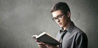 Mand reading book
