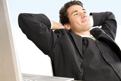 Man relaxing during office hours