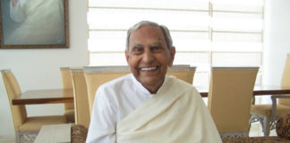 Dada J P vaswani sporting his 1000w smile