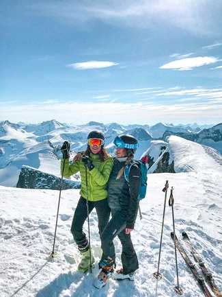 Skiers on fitness vacation