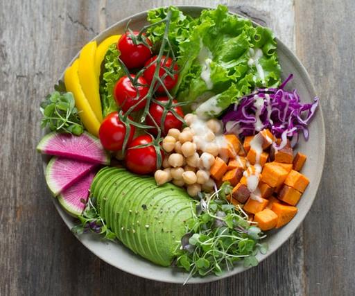 Plate filled with healthy foods