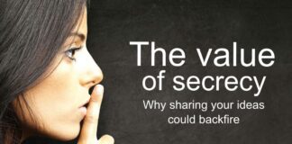 Why sharing your ideas could backfire Concept for not sharing ideas | Woman gesturing shhhh