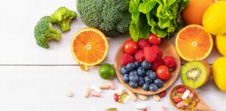 Fruits, vegetables and supplements for vitamins A, C, E